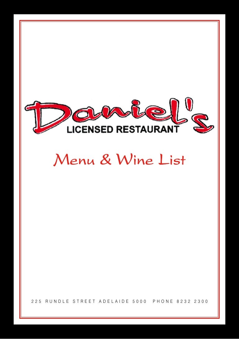 Daniel's Restaurant Menu