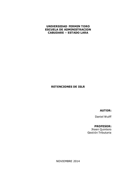 Daniel wulff. retenciones del islr
