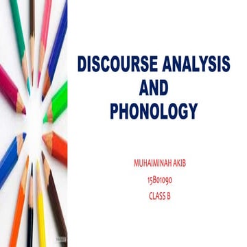 Discourse Analysis and Phonology