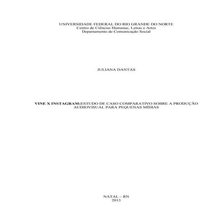 Dantas, juliana. Vine x Instagram