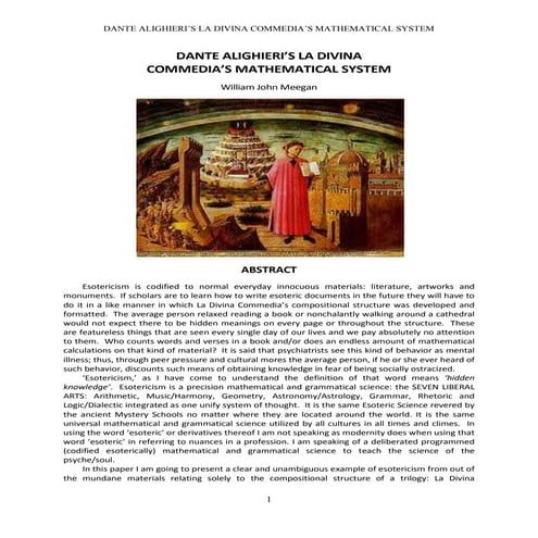 Dante Alighieri's La Divina Commedia Mathematical System