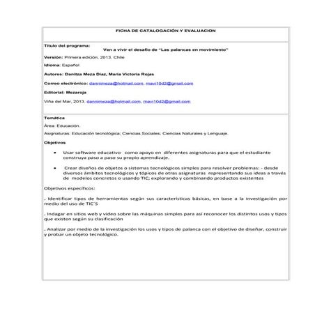 Dany ficha de catalogacion y evaluacion