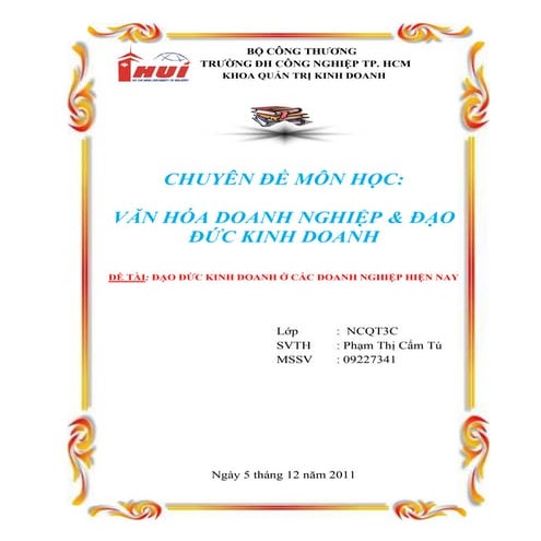 Đề tài: Đạo đức kinh doanh ở các doanh nghiệp hiện nay, 9 ĐIỂM!