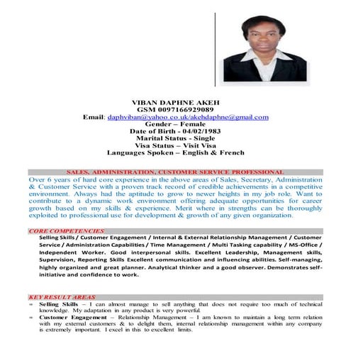 Resume for Administrative assistant 