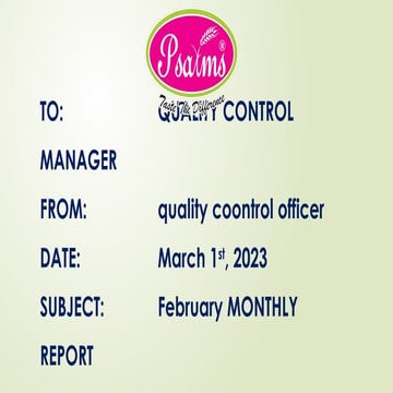 February 2023 Quality Control Monthly Report: Enhancing Product ...