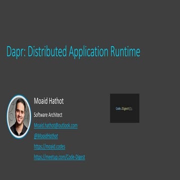 Dapr: distributed application runtime | PPTX | Cloud Computing | Internet
