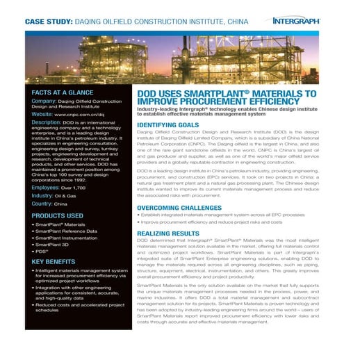 DOD USES SMARTPLANT ® MATERIALS TO IMPROVE PROCUREMENT EFFICIENCY 