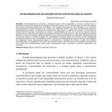 Da recorribilidade das decisões do relator no recurso de agravo