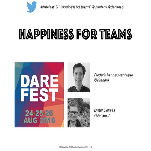 Darefest Belgium 2016 - happiness for teams - management 3.0