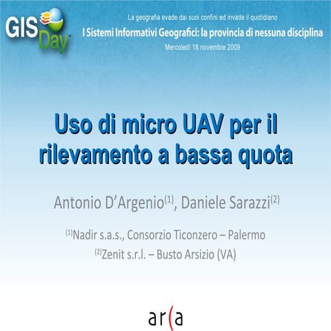 D Argenio Sarazzi. Uso Di Micro Uav Per Il Rilevamento A Bassa Quota