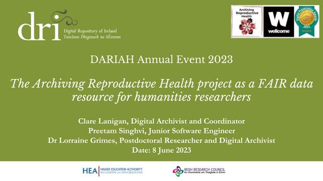 The Archiving Reproductive Health project as a FAIR data resource for humanit...