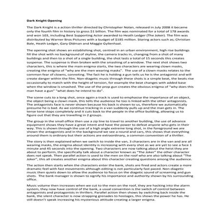 Dark Knight Opening Scene Analysis Docx