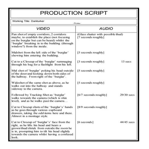 Darklurker Production Script 3 | DOCX