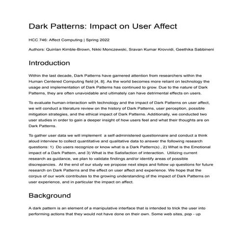 Dark Patterns Research Paper