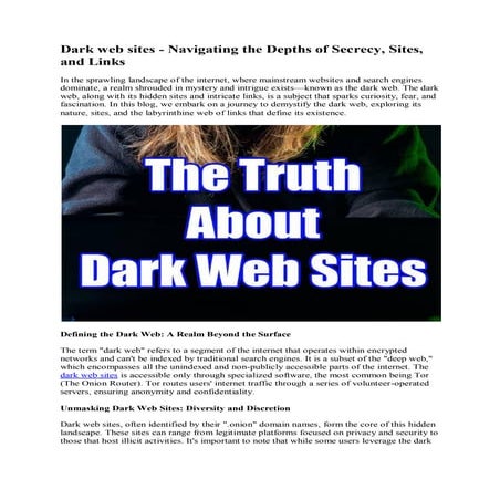Dark web sites - Navigating the Depths of Secrecy, Sites, and Links.pdf