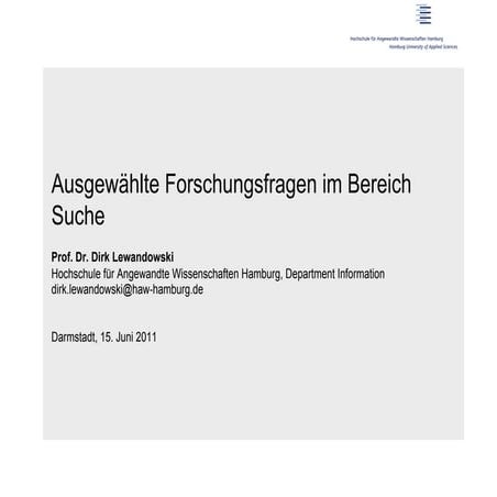 Ausgewählte Forschungsfragen im Bereich Suche