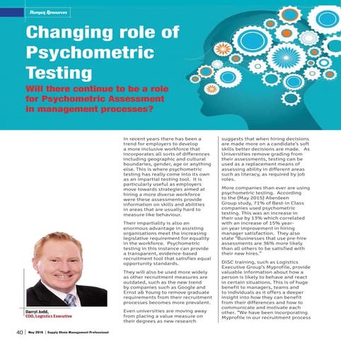 Changing Role of Psychometric Testing