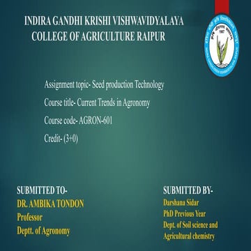 SEED PRODUCTION TECHNOLOGY.pptx  SEED PRODUCTION