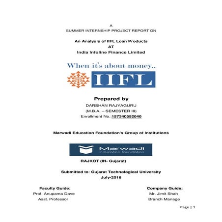 An Analysis of IIFL Loan Products
