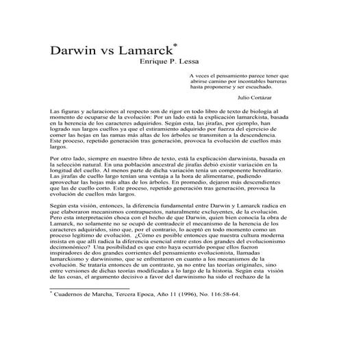 Darwin vs lamarck