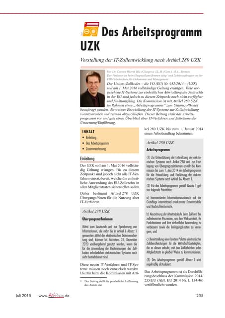 Weerth: Das Arbeitsprogramm UZK - A...