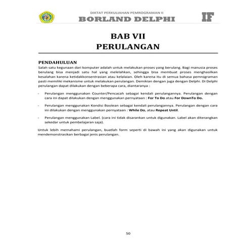 Dasar dasar perulangan_delphi