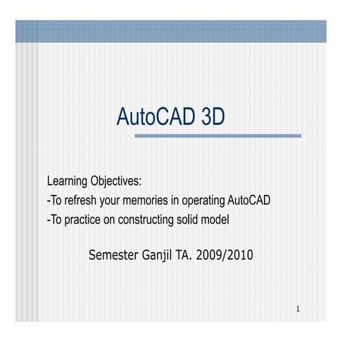 dasar pemodelan 3d autocad | dasar pemodelan 3d autocad | PDF