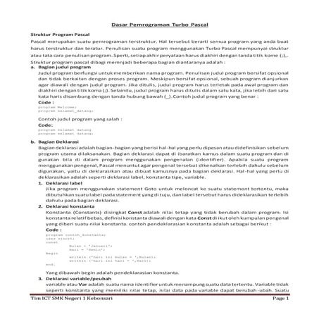 Dasar pemrograman turbo pascal