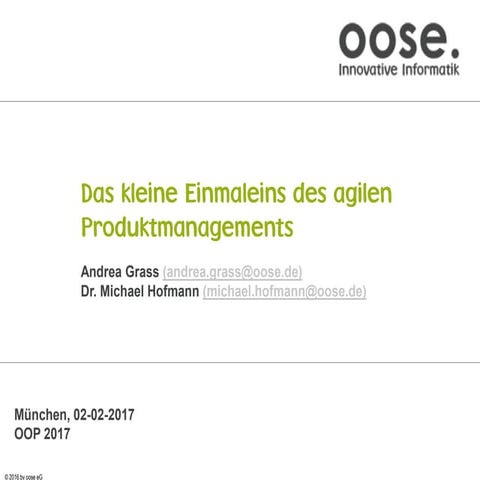 Das kleine Einmaleins des agilen Produktmanagements 
