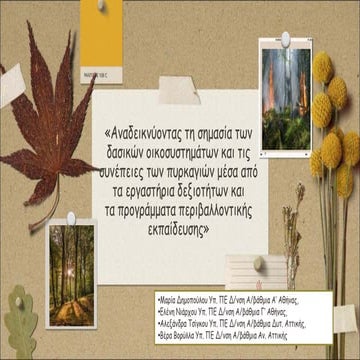 Αναδεικνύοντας τη σημασία των δασικών οικοσυστημάτων και τις συνέπειες των πυ...