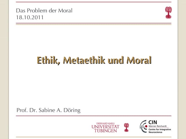 Das Problem der Moral 18.10.2011
