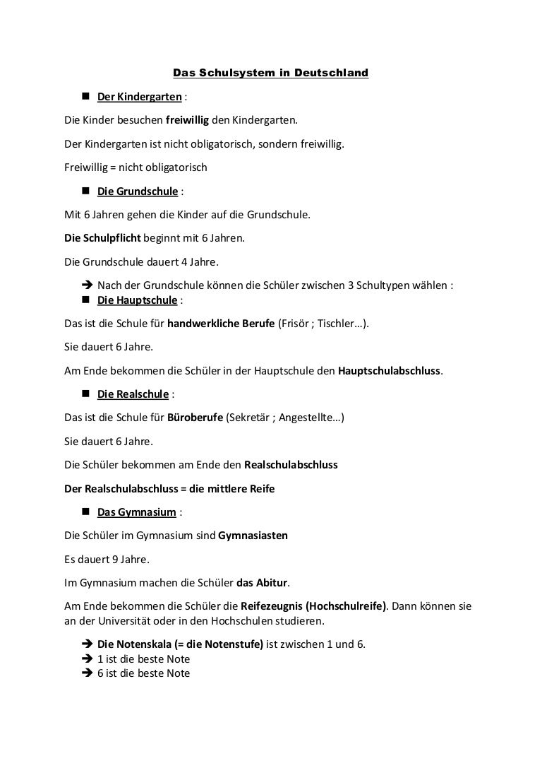 Das schulsystem in deutschland