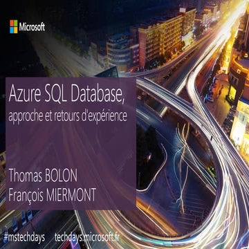 Azure SQL Database, approche et retours d'expérience