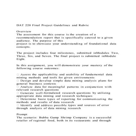 DAT 220 Final Project Guidelines and RubricOverviewThe a | DOCX