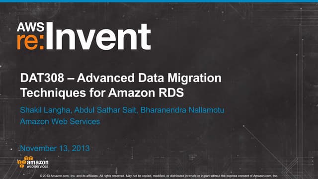 Advanced data migration techniques for Amazon RDS