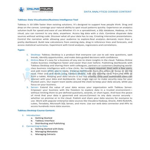 Data analytics online training