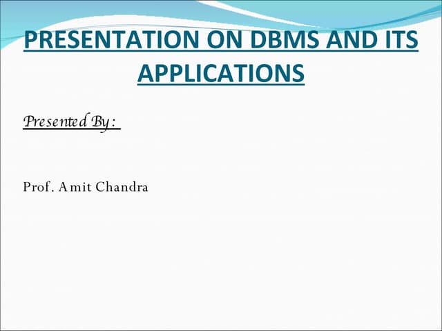 Data Base System Application - Unit 7