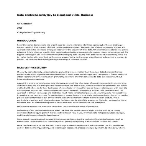 Data centric security key to cloud and digital business