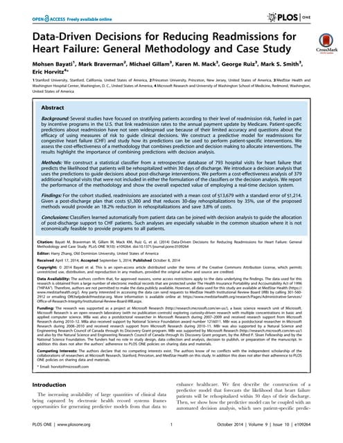 Machine Learning applied to heart failure readmissions