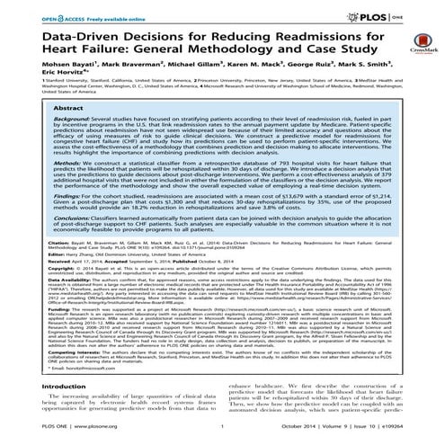 Machine Learning applied to heart failure readmissions