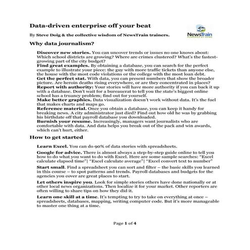 Data-driven enterprise off your beat - Sarah Cohen - Phoenix NewsTrain - Apri...