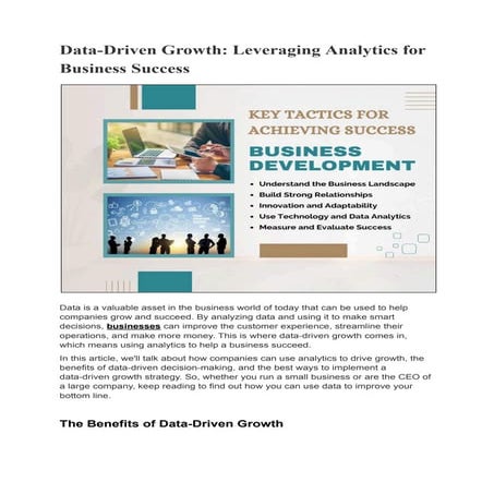 Data-Driven Dynamics Leveraging Analytics for Business Growth