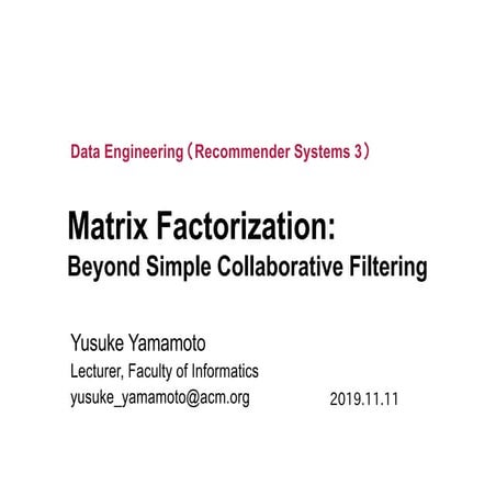 Matrix Factorization | PDF