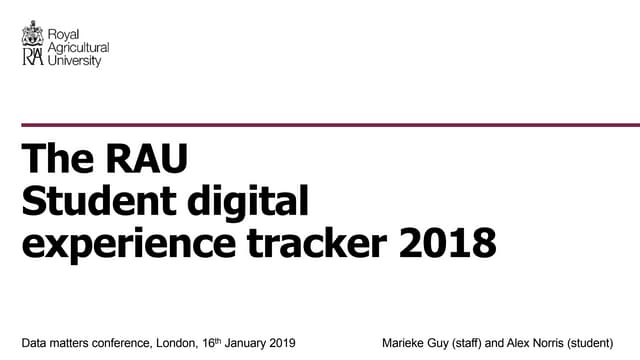 The RAU Student digital experience tracker 2018