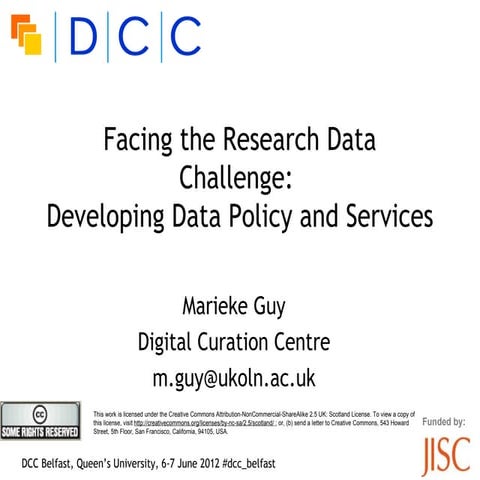 Facing the data challenge: Developing data policy and services
