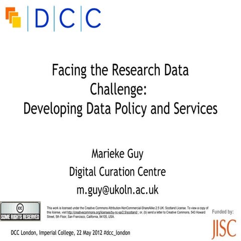 Facing the data challenge: Developing data policy & services