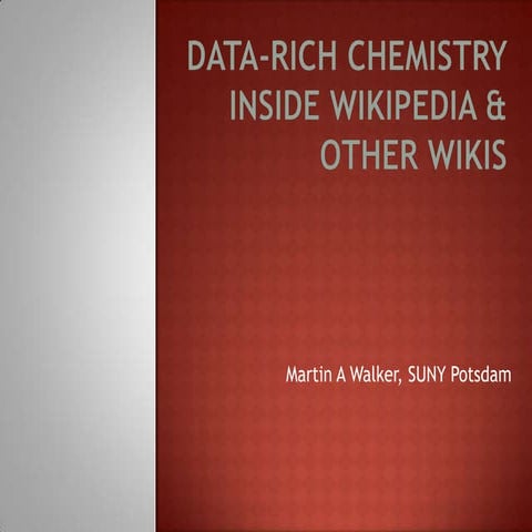 Data rich chemistry inside wikipedia and other wikis 