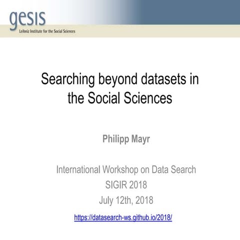 Searching beyond datasets in the Social Sciences | PPT