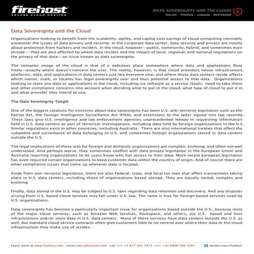 Data Sovereignty and the Cloud