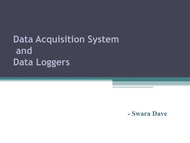 Data Acquisition System and Data loggers